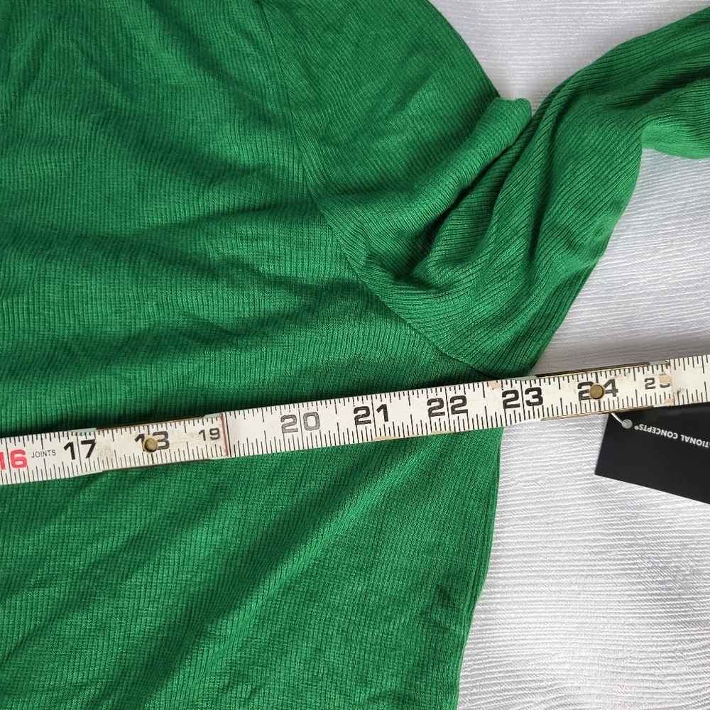 New INC Dark Emerald Surplice Faux Wrap Sweater Blouse Cinched Long Sleeve US XL - Picture 9 of 13